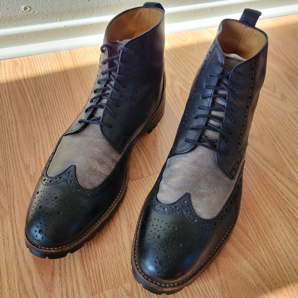 Ron White Wingtip Dress Leather Boots Size 9.5 - Picture 3 of 16